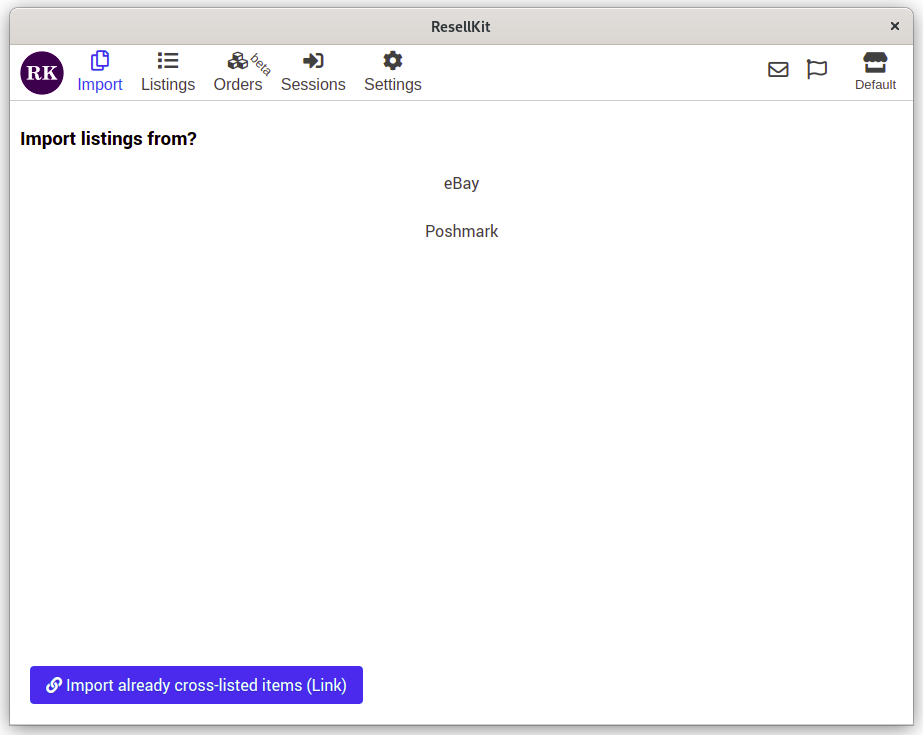 Import page step one, Select the source platform