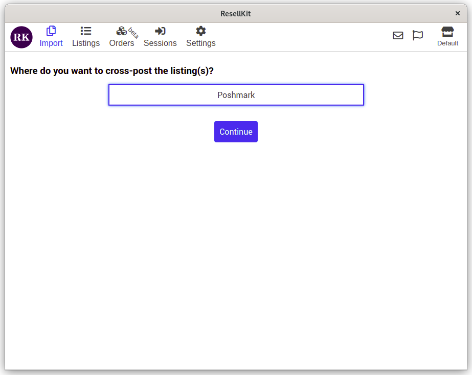 Import page step two, Select the target platforms